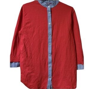 Denim & Co. ~ Women’s ~ Top ~ XL ~ Blouse ~ Long Sleeve ~ Red & Blue